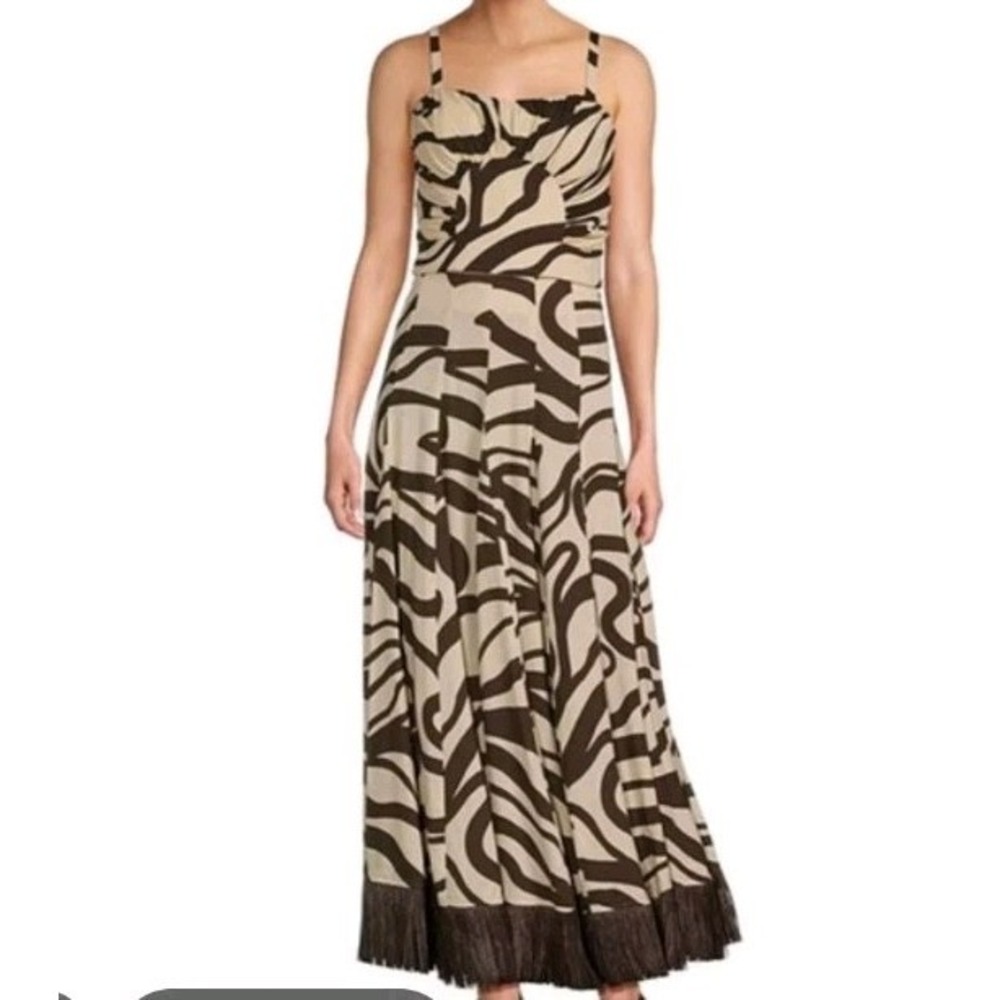 Antonio Melani MG Style Size 12 Somers Linen Blend Maxi Raffia Skirt Set Brown